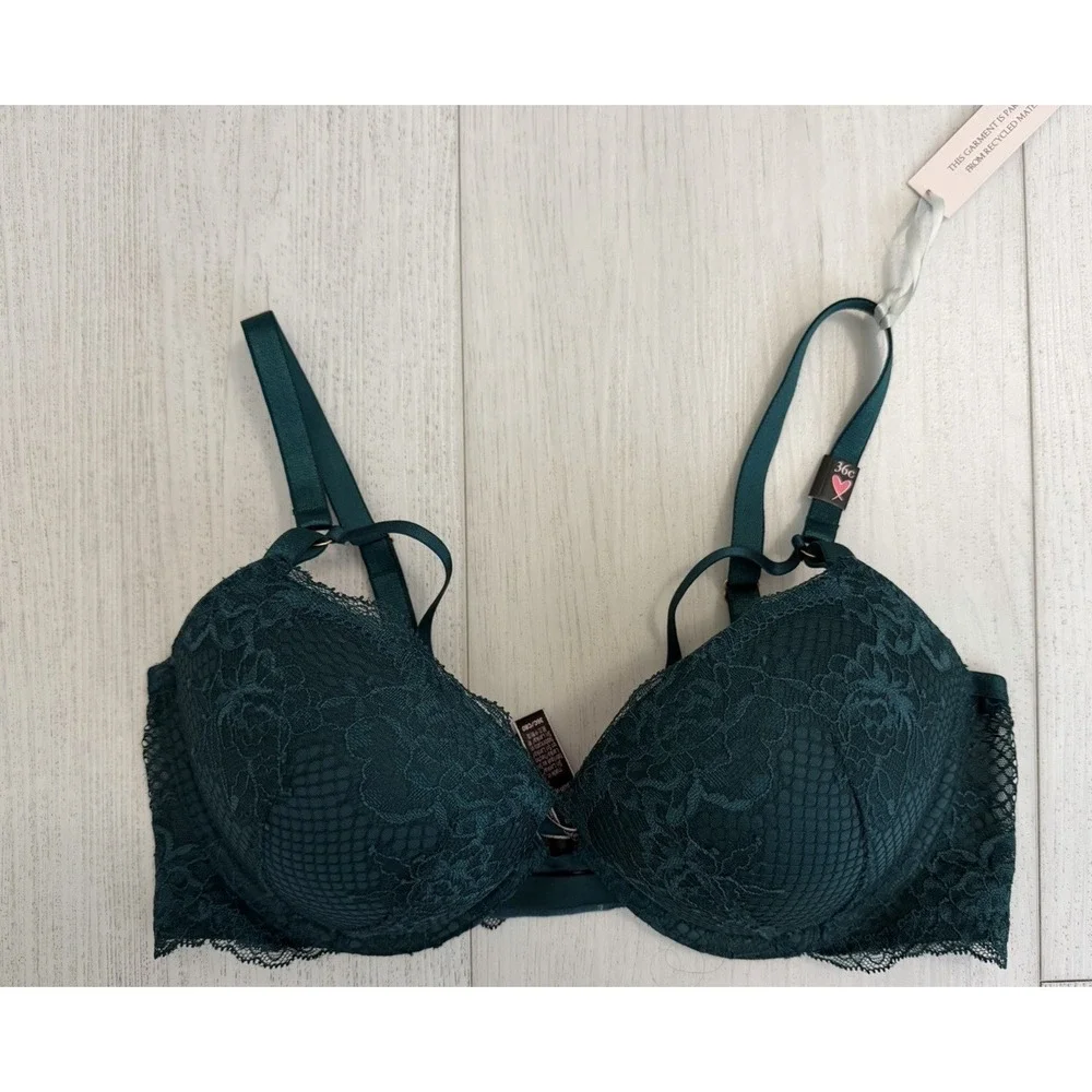 NWT Victoria's‎ Secret Very Sexy Push-up Bra Sz 36C Green Lace